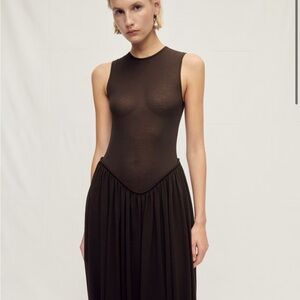 Brown Sheer and cotton dress